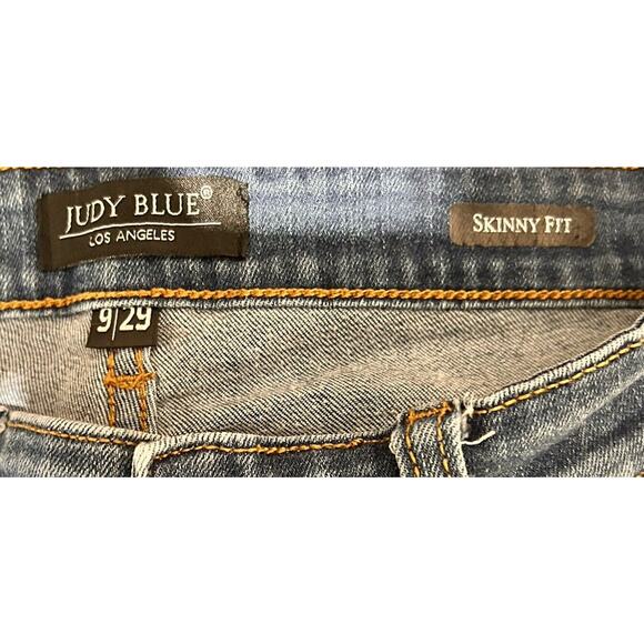 Judy Blue Jeans Womens 9/29 Skinny Fit Blue Denim Distressed Buffalo Plaid Patch - Picture 3 of 9